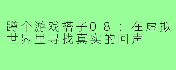 蹲个游戏搭子08：在虚拟世界里寻找真实的回声