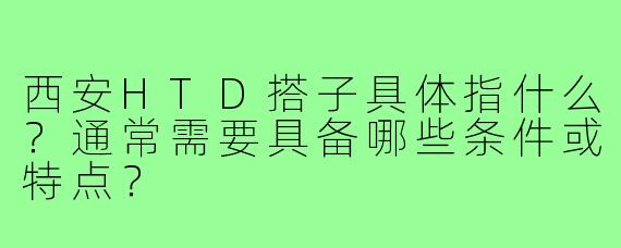 西安HTD搭子具体指什么？通常需要具备哪些条件或特点？