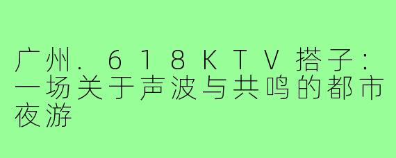 广州.618KTV搭子:一场关于声波与共鸣的都市夜游