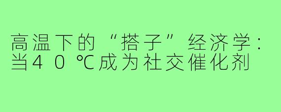 高温下的“搭子”经济学：当40℃成为社交催化剂