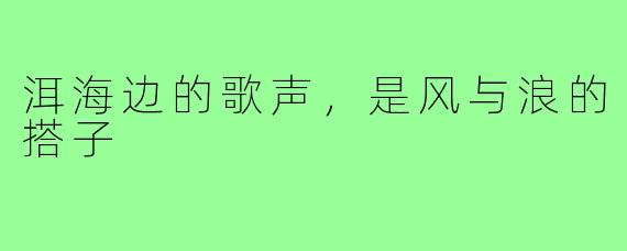 洱海边的歌声，是风与浪的搭子