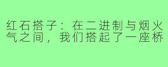 红石搭子:在二进制与烟火气之间,我们搭起了一座桥