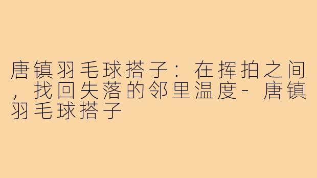 唐镇羽毛球搭子：在挥拍之间，找回失落的邻里温度-唐镇羽毛球搭子