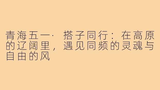 青海五一·搭子同行：在高原的辽阔里，遇见同频的灵魂与自由的风