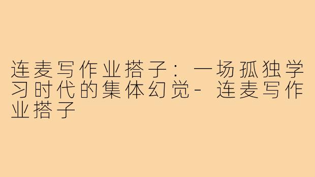 连麦写作业搭子：一场孤独学习时代的集体幻觉-连麦写作业搭子