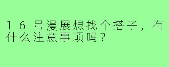 16号漫展想找个搭子,有什么注意事项吗?