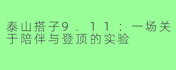 泰山搭子9.11:一场关于陪伴与登顶的实验