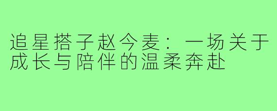 追星搭子赵今麦:一场关于成长与陪伴的温柔奔赴