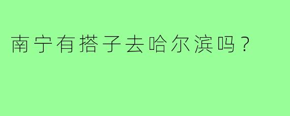 南宁有搭子去哈尔滨吗?
