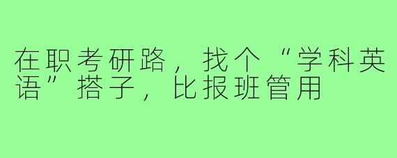 在职考研路,找个“学科英语”搭子,比报班管用