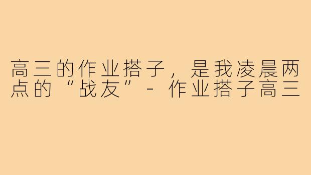 高三的作业搭子,是我凌晨两点的“战友”-作业搭子高三