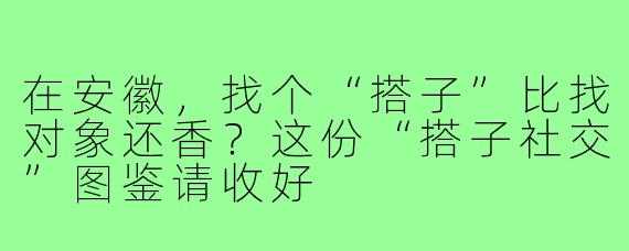在安徽,找个“搭子”比找对象还香?这份“搭子社交”图鉴请收好