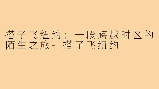 搭子飞纽约:一段跨越时区的陌生之旅-搭子飞纽约
