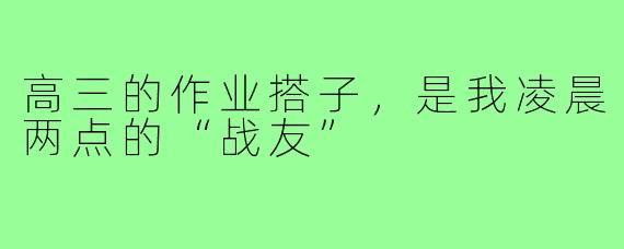 高三的作业搭子,是我凌晨两点的“战友”