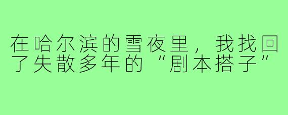 在哈尔滨的雪夜里，我找回了失散多年的“剧本搭子”