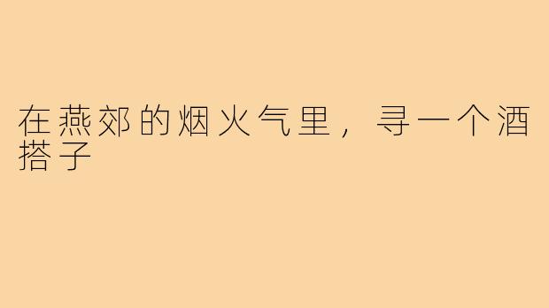 在燕郊的烟火气里，寻一个酒搭子