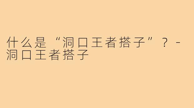 什么是“洞口王者搭子”?-洞口王者搭子