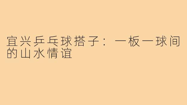 宜兴乒乓球搭子：一板一球间的山水情谊