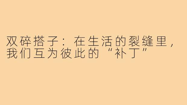 双碎搭子：在生活的裂缝里，我们互为彼此的“补丁”