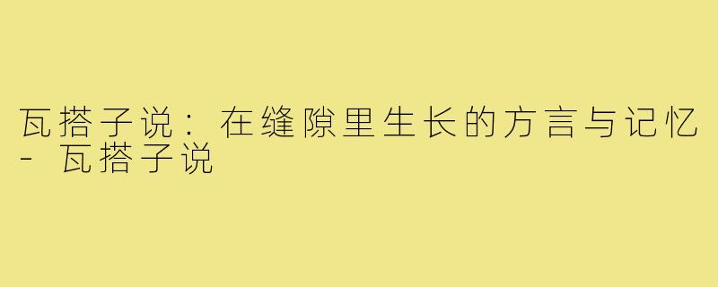 瓦搭子说：在缝隙里生长的方言与记忆-瓦搭子说