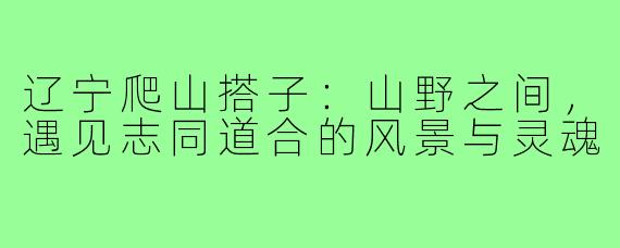 辽宁爬山搭子：山野之间，遇见志同道合的风景与灵魂
