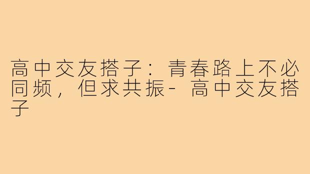 高中交友搭子：青春路上不必同频，但求共振-高中交友搭子