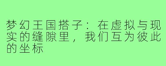 梦幻王国搭子:在虚拟与现实的缝隙里,我们互为彼此的坐标