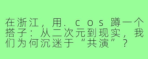 在浙江,用.cos蹲一个搭子:从二次元到现实,我们为何沉迷于“共演”?