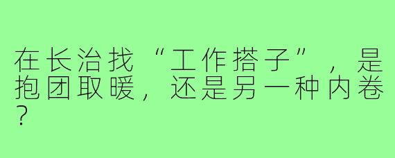 在长治找“工作搭子”，是抱团取暖，还是另一种内卷？