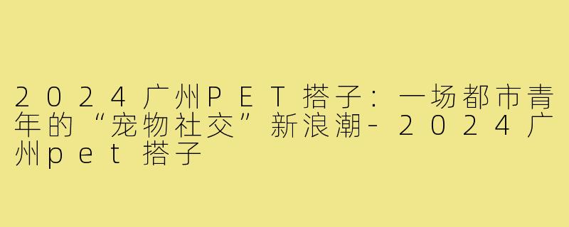 2024广州PET搭子:一场都市青年的“宠物社交”新浪潮-2024广州pet搭子