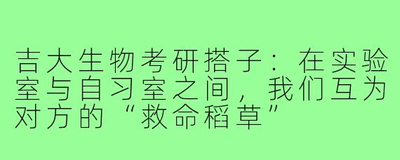 吉大生物考研搭子：在实验室与自习室之间，我们互为对方的“救命稻草”