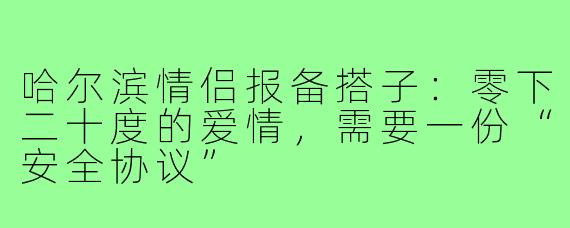 哈尔滨情侣报备搭子:零下二十度的爱情,需要一份“安全协议”