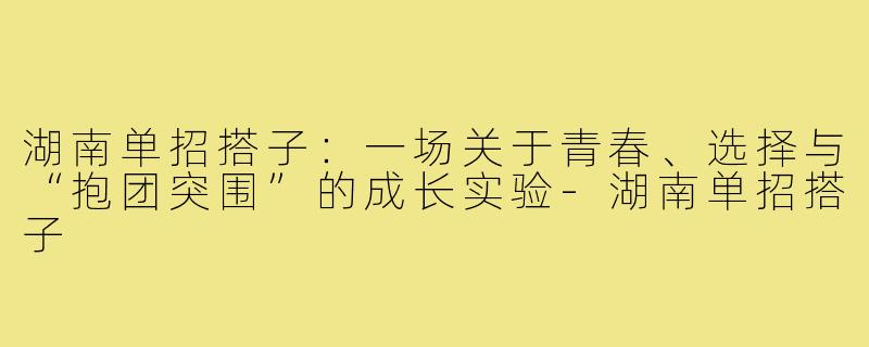 湖南单招搭子：一场关于青春、选择与“抱团突围”的成长实验-湖南单招搭子