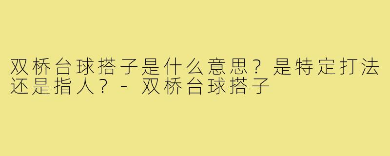 双桥台球搭子是什么意思?是特定打法还是指人?-双桥台球搭子