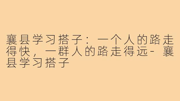 襄县学习搭子:一个人的路走得快,一群人的路走得远-襄县学习搭子