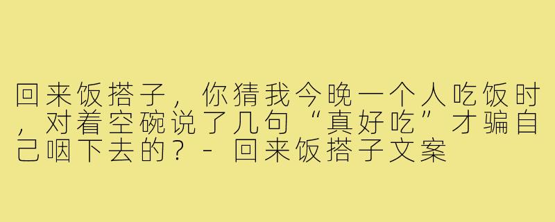 回来饭搭子，你猜我今晚一个人吃饭时，对着空碗说了几句“真好吃”才骗自己咽下去的？-回来饭搭子文案