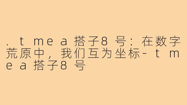 .tmea搭子8号：在数字荒原中，我们互为坐标