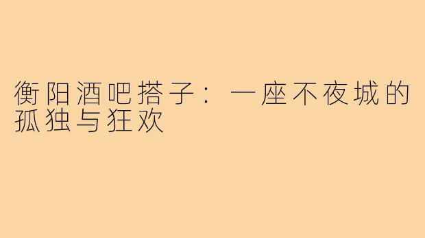 衡阳酒吧搭子:一座不夜城的孤独与狂欢