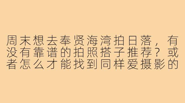 周末想去奉贤海湾拍日落,有没有靠谱的拍照搭子推荐?或者怎么才能找到同样爱摄影的人一起拼车去?