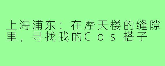 上海浦东:在摩天楼的缝隙里,寻找我的Cos搭子