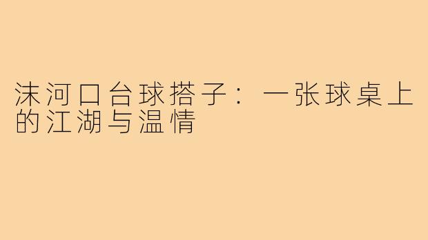 沫河口台球搭子:一张球桌上的江湖与温情
