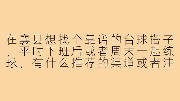 在襄县想找个靠谱的台球搭子,平时下班后或者周末一起练球,有什么推荐的渠道或者注意事项吗?