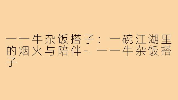 一一牛杂饭搭子:一碗江湖里的烟火与陪伴-一一牛杂饭搭子