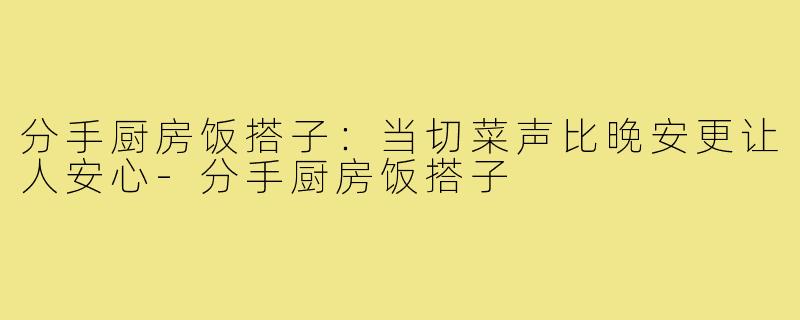 分手厨房饭搭子：当切菜声比晚安更让人安心-分手厨房饭搭子