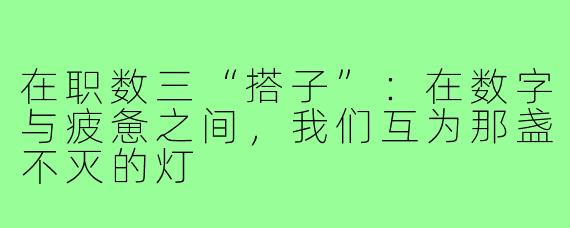 在职数三“搭子”:在数字与疲惫之间,我们互为那盏不灭的灯