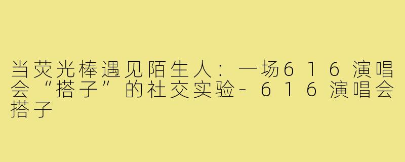 当荧光棒遇见陌生人：一场616演唱会“搭子”的社交实验-616演唱会搭子
