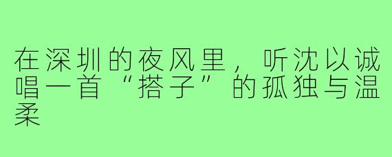 在深圳的夜风里，听沈以诚唱一首“搭子”的孤独与温柔