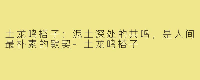 土龙鸣搭子:泥土深处的共鸣,是人间最朴素的默契-土龙鸣搭子