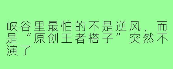 峡谷里最怕的不是逆风，而是“原创王者搭子”突然不演了