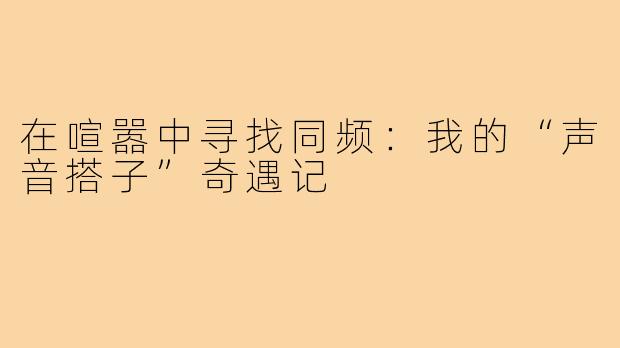 在喧嚣中寻找同频:我的“声音搭子”奇遇记
